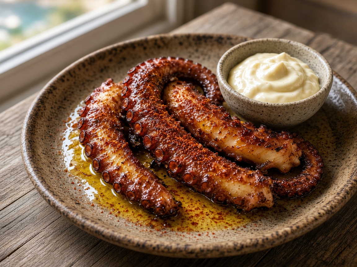 Pulpo a la plancha estilo mediterr&aacute;neo